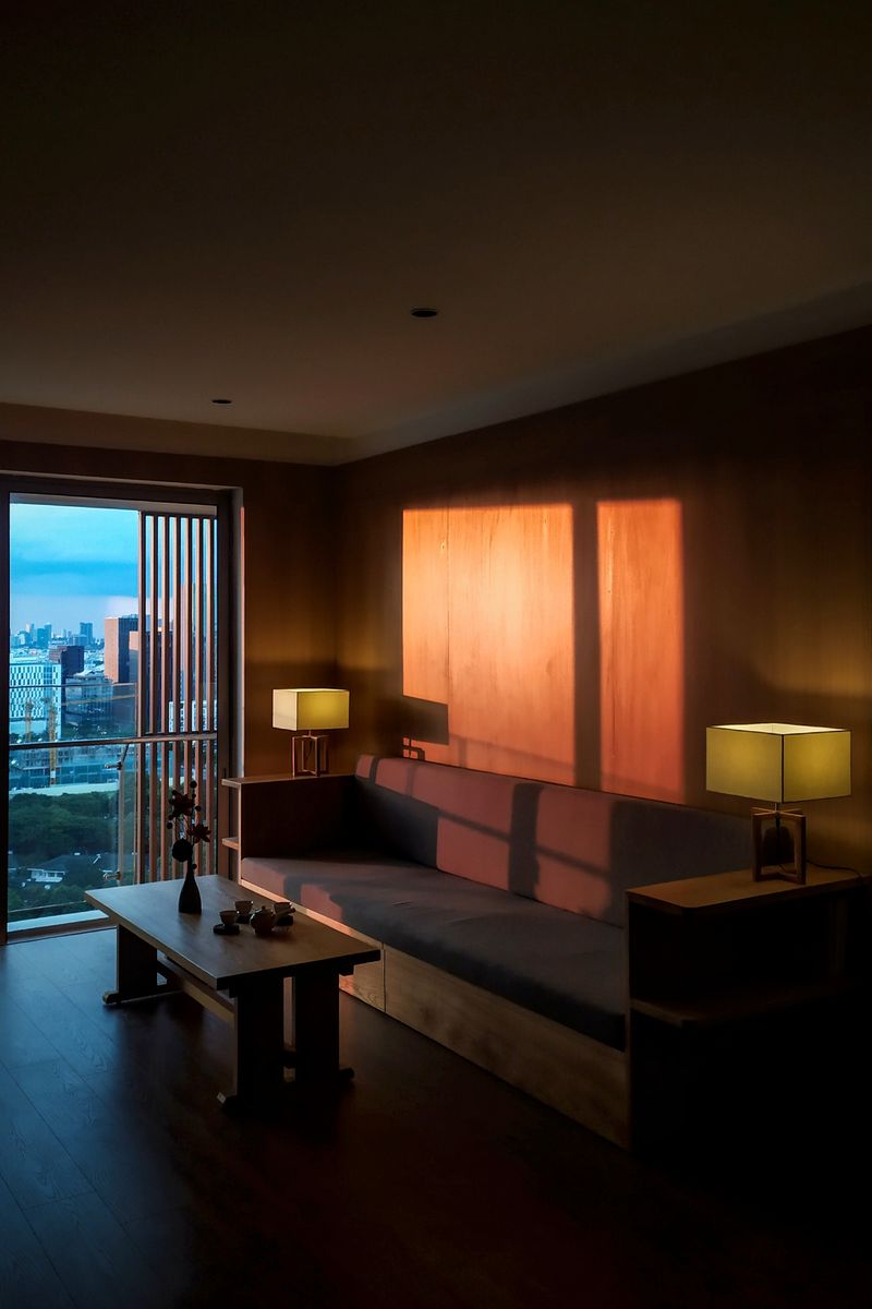 A calm living room in warm evening light